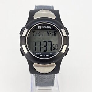 Bowflex Digital Fitness Men's Watch 42MM New Gray Canvas Bands New Battery